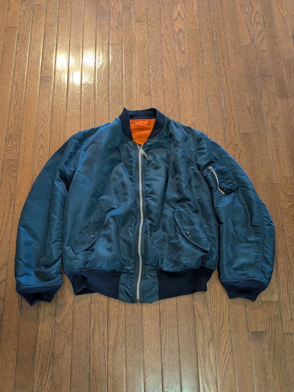 Vintage 80's Alpha Industries MA-1 Reversible Bomber Jacket Made in USA - Size X